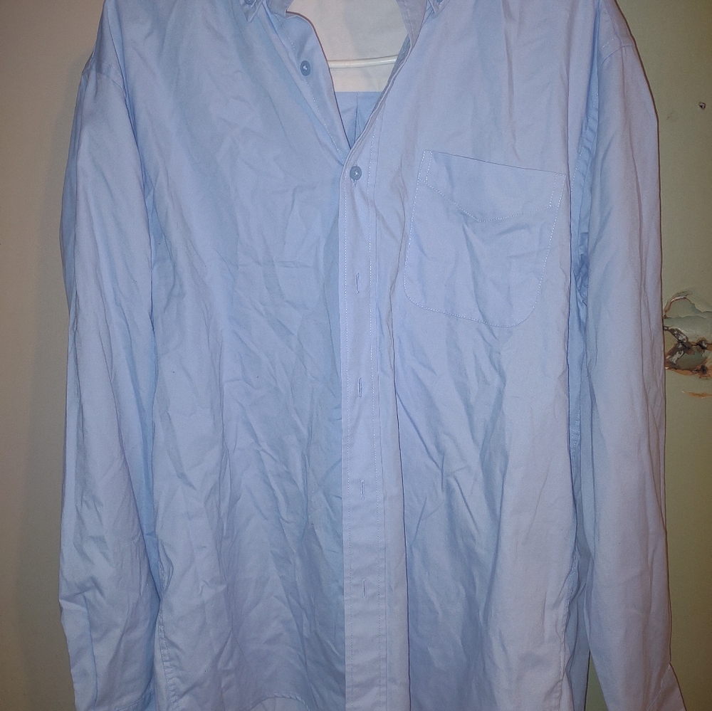 Men's Blue Button up long sleeve dress shirt Port authority size L